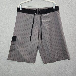 VINTAGE Santa Cruz 36 Gray Stripe‎ Board Shorts Outdoor Surf Grunge Skater Y2K